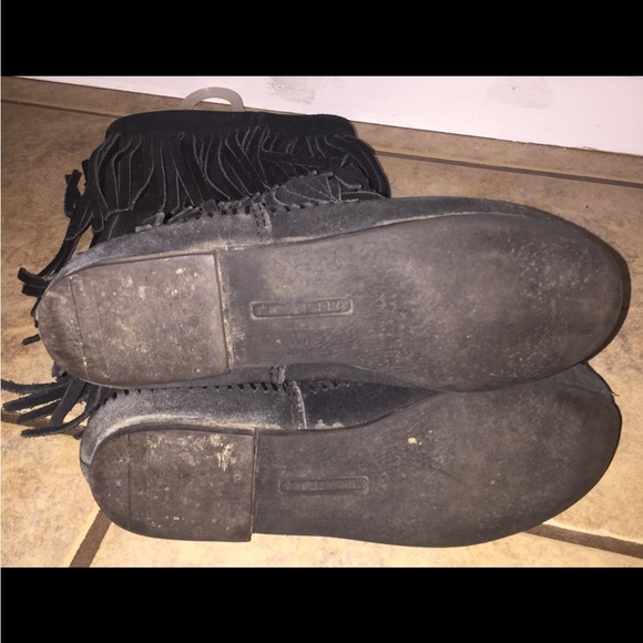 Toddler girls 7.5 / 8 Genuine Minnetonka black suede Fringe Boots - Picture 6 of 6